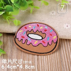 皮卡布 甜甜圈 電腦刺繡布貼, 1個, 甜甜圈,熱熔膠款