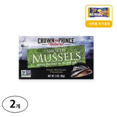 크라운프린스내추럴 훈제 홍합 올리브오일 사은품 추가증정, 85g, 2개