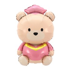 파티짱 졸업 풍선 모음 연말 신년 축하 파티 호일 은박 풍선, 곰돌이 학사모 (핑크), 1개