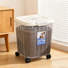 대용량 펫 푸드 저장통 밀봉성 우수 내구성 강한 투명 디자인 이동 편리 펫/가정용 음식 저장통, 1개, 50L, 투명하다