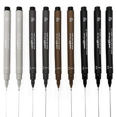 Uni-Ball Uni Pin Fineliner Drawing Pen - Sketching Set Black Dark Gray Light Sepia 0.1/0.5mm of