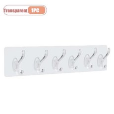 후크가 벽걸이형 코트 랙 드릴 설치 침실 현관 정리용 팩, 1개, 1. Transparent-1PC
