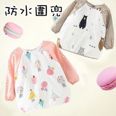 防水防油立體兒童吃飯飯兜勞作圍裙, 1個, 城堡-粉色,16碼(適合身高90-100CM)
