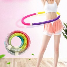 루시에 뱃살 증발 스프링 훌라후프 휴대용, 1개, 퓨어 핑크 + 퓨어 옐로우 + 퓨어 퍼플, 700g