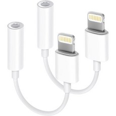 2개 세트 라이트닝 to 3.5mm 헤드폰 잭 어댑터 애플 MFi 인증 아이폰 동글 변환기 보조 오디오 케이블 1414 플러스14 프로14 프로 맥스131211XRXSX87아이, 2 Pack, White/Lightning to 3.5mm