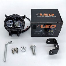 貓頭鷹LED機車大燈，電動車外置改裝射燈, 1個, 貓頭鷹天使之眼黃白光單支（薄款