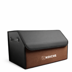 코이체 대용량 프리미엄 가죽 접이식 트렁크 정리함 공간 자유 활용 트렁크 수납함, 브라운