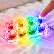 키캡월드 LED 투명 키캡 키링 감성 딸깍이 키보드 키캡 장난감, 1개, 투명 4구 1개, 투명 4구