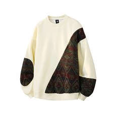 提花拼接寬鬆運動衛衣外套 加肥大尺碼百搭上衣