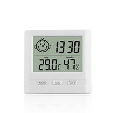 宏晉 多功能電子溫度計 大螢幕溼度計 溫濕度計 室內溫度計 家用濕度計 濕度測量 溫度測量, 1個, 白色