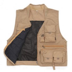 등산 망사 낚시조끼 멀티 포켓 레저 조끼 브라운 XL