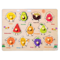 지니어스래빗 유아 원목 꼭지퍼즐 교구, 1개, 11조각, 과일