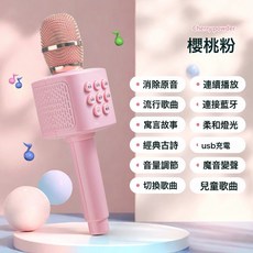 DFMEI 兒童話筒音響一體麥克風早教藍牙唱歌機寶寶小女孩玩具卡拉ok魔音, 1個, 粉色藍牙早教版(唱歌-早教-魔音-燈光-充電):如圖
