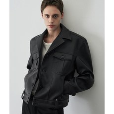 브랜드정품 드로우핏 DRAW FIT 세인트 레더 트러커 크롭 자켓 BLACK 325457