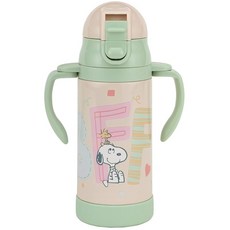 스케이터 (skater) 양손용 스트로우가 달린 스테인리스 물통 베이비 머그 스누피 350ml STWM3N-A, 1