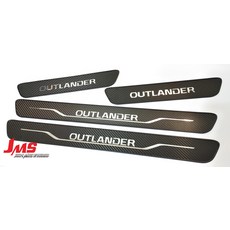 JMS 適用於 Mitsubishi Outlander 碳纖維紋路 門檻飾條 迎賓踏板, 銀字款