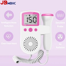 태아심음측정기 태아도플러 가정용 휴대용 심박수 모니터 임신 소리 심장 박동 감지기 LCD 디스플레이 없음, X-Digital Display, 1개