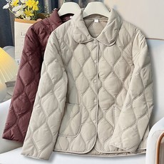 TIMEPURE 중년 여성 퀼팅 경량 패딩 점퍼 데일리 웰론 패딩 자켓 루즈핏 숏코트 겨울 가을 데일리 간절기 아우터