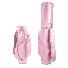 MEGA 粉色菱格紋高爾夫球袋 時尚輕巧 多功能收納, 落櫻粉