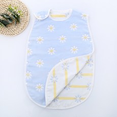 DFMEI 6層紗布嬰童睡袋 無袖背心式防踢被 純棉無熒光40支精梳加密, 藍雛菊