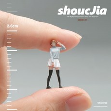 1:64彩色人偶 仿真樹脂人偶閤集 微縮人物模型 人偶模型 沙盤擺件 微型人偶 沙盤道具 沙盤裝飾 微縮人偶 小人道具, 1個, JK女孩-剪刀手