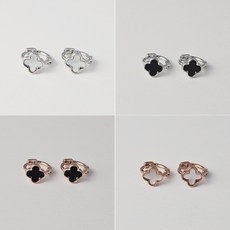 알러지 방지 처리 오로라 원터치 클로버 링 귀걸이