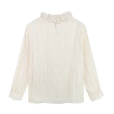 여학생 나무 귀 가장자리 민소매 풀오버 부드러운 소녀 스웨터 니트 조끼 여성 상의 아카데미 겨울 신, 03 S, 01 Beige Shirt