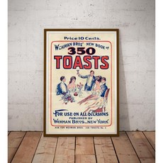 빈티지 350 토스트 프린트 – 레트로 파티 유머 포스터 앤티크 북 커버 벽 예술 클래식 디너 연설 일러스트 18인치 x 24인치, 16" x 20"