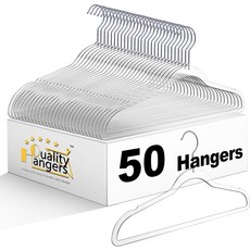 옷걸이 투명 플라스틱 50팩 - 17.5인치 헤비 듀티 공간 절약 크리스탈 아크릴 360도 회전 고리 및 노치 클리어 50인치, Clear, 50