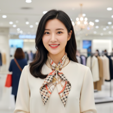 닥스 여성용 체인 패턴 스퀘어 실크 스카프 DCSC6E144I2