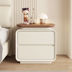 新款全實木中古奶油風現代簡約牀頭櫃輕奢意式小戶型臥室收納櫃, U6米白色【整裝】:【長45寬40高50】實木款