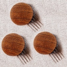 100% 원목 우드 꼭고핀 벽지핀, 3개, 티크