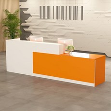 카운터 계산대 리셉션 캐셔 접수대 옷가게 병원 학원, 무광 화이트 오렌지 오른쪽 120x60x100cm