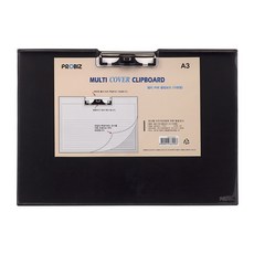 프로비즈 투명커버 멀티클립보드 A3 가로형, 1개, 흑색