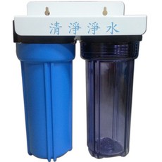 清淨淨水店 烤漆吊片二道式洗衣機過濾器 洗衣機淨水器(洩壓鈕型)全配件含專用延長水管, 1個, 缺貨勿下單