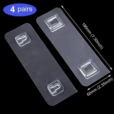 5/10Pcs 벽 자기 접착 투명 와이어 선반 벽 마운트 스티커 부엌 욕실 가제트에 대 한 양면 고정 패치, 2adhesiveLONG 4pair