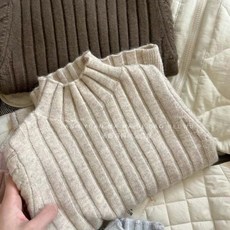 男女童秋冬純色坑條半高領毛衣 - 兒童百搭套頭打底衫