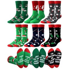 Berlune 크리스마스 노벨티 골프 양말 남성용 재미있는 축제 디자인 골프 크루 양말 골퍼를 위한 휴일 선물 메리 골프 액세서리 선물 6쌍, Berlune 크리스마스 노벨티 골프 양말 남성용 재미