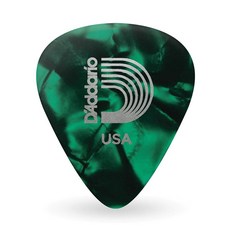 D'Addario 셀룰로이드 기타 피크 - 기타 액세서리 - 어쿠스틱 기타 일렉트릭 기타 베이스 기타용 기타 피크 - 자연스러운 느낌 따뜻한 톤 - 그린 헤비 10팩, 조명, 초록색, 1개