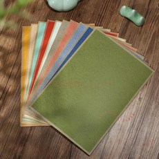 拾光優選 純手工楮箋軟卡 宣紙 國畫創作畫片, 1個, 進口褚箋軟卡21*30cm(10張）,十色混搭