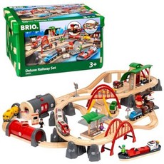 BRIO 브리오 월드 레일 로드 디럭스 기차놀이 세트 목재 33052, 1개, 33052 철도 디럭스 세트