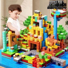 마인크래프트 자석블록 조립 장난감 창의력 교육용 나무자석블럭 생일선물 블록놀이, 6개, 100개 랜덤-6개 인형 무기 증정