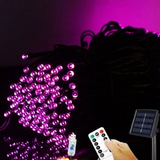 HK.sell 더블충전 태양열+USB+리모컨 꼬마 전구, 분홍색, 1개