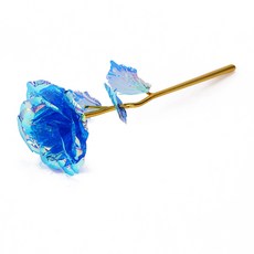 크리스탈 홀로그램 장미 꽃선물 인테리어 장식, 블루, 1개