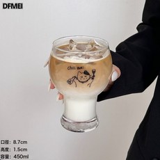 DFMEI 卡通玻璃杯貓貓啤酒杯家用果汁飲料杯喝水杯牛奶咖啡杯, 1個