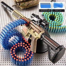 지피아 너프건 게틀링건 게틀링 기관총 소프트건 자동 1개 장난감총 탄피 배출 소프트, 본체+충전기+고글+총대, B. 44발/케이스없음