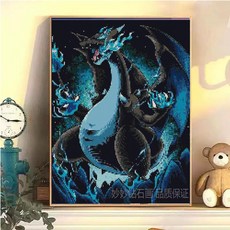 포켓몬 십자수 DIY 집콕 비즈 어린이 선물 캔버스 수 보석 공예 피닉스 X 다이아몬드, 기본 색상