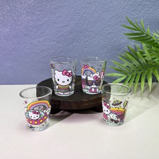 키티 소주잔 4p 세트 집들이 여자친구 선물, 무지개키티