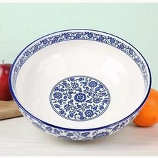 陶瓷青花瓷湯碗 釉下彩9英寸大碗 陶瓷麵碗, 1個, 新店福利僅剩：00:59:38,九英寸湯盤買一送一髮2個