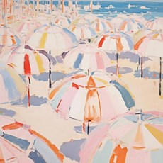 블루 핑크 웨이브 해변 일몰 야자수 쉘 풍경 아트 포스터 캔버스, 12. 20